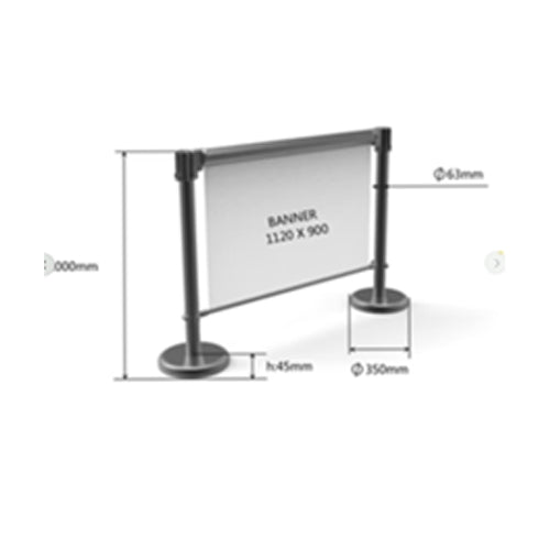 Bollard with roller banner