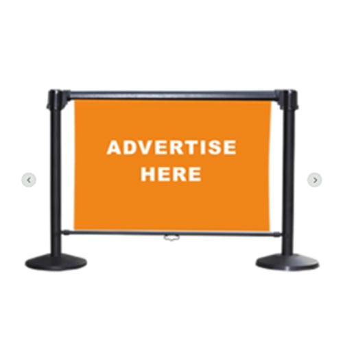 Bollard with roller banner