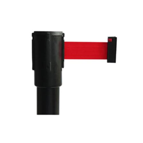 Bollard with retractable 2.5 metre belt