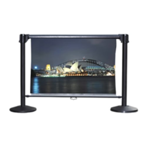 Bollard with roller banner